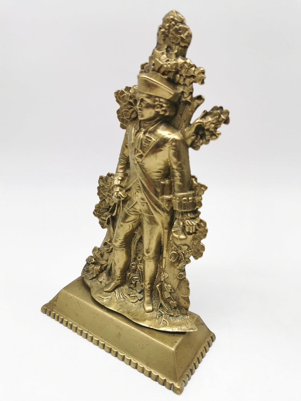 Antique 1849 Cornelius & Co. Brass Colonial Figurine Pair -Signed Girandoles-Last of the Mohicans Mantle Decor/Bookends