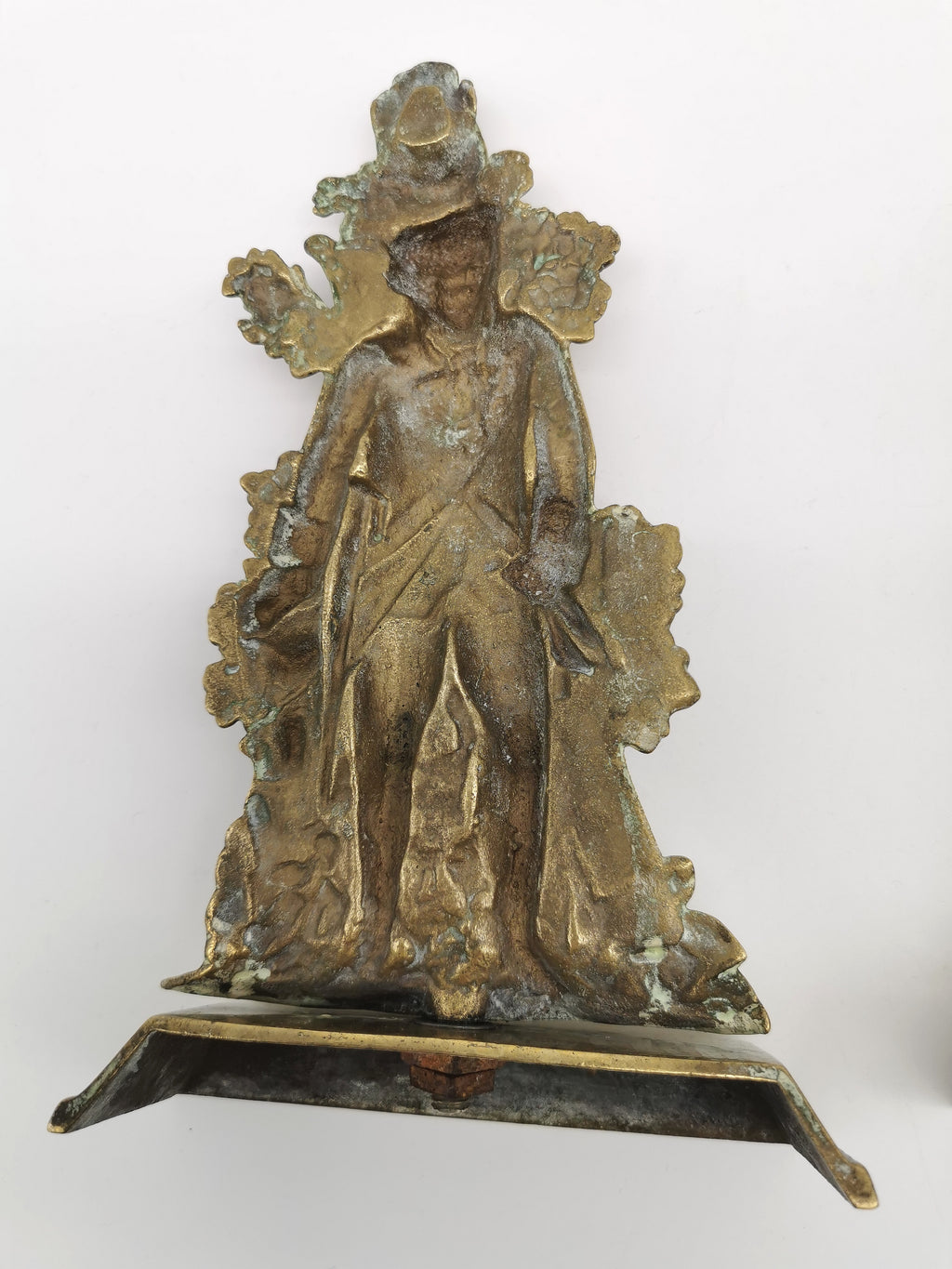 Antique 1849 Cornelius & Co. Brass Colonial Figurine Pair -Signed Girandoles-Last of the Mohicans Mantle Decor/Bookends