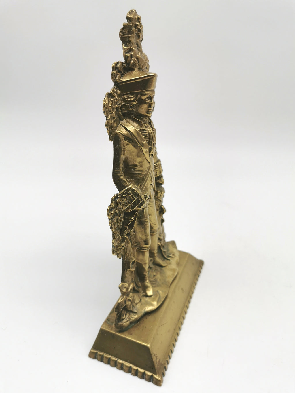 Antique 1849 Cornelius & Co. Brass Colonial Figurine Pair -Signed Girandoles-Last of the Mohicans Mantle Decor/Bookends