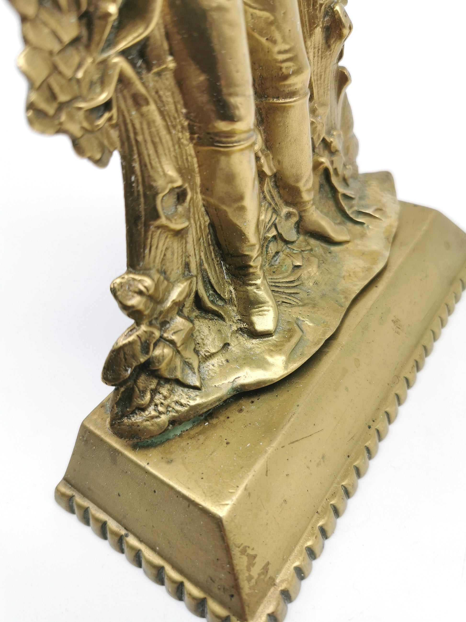 Antique 1849 Cornelius & Co. Brass Colonial Figurine Pair -Signed Girandoles-Last of the Mohicans Mantle Decor/Bookends