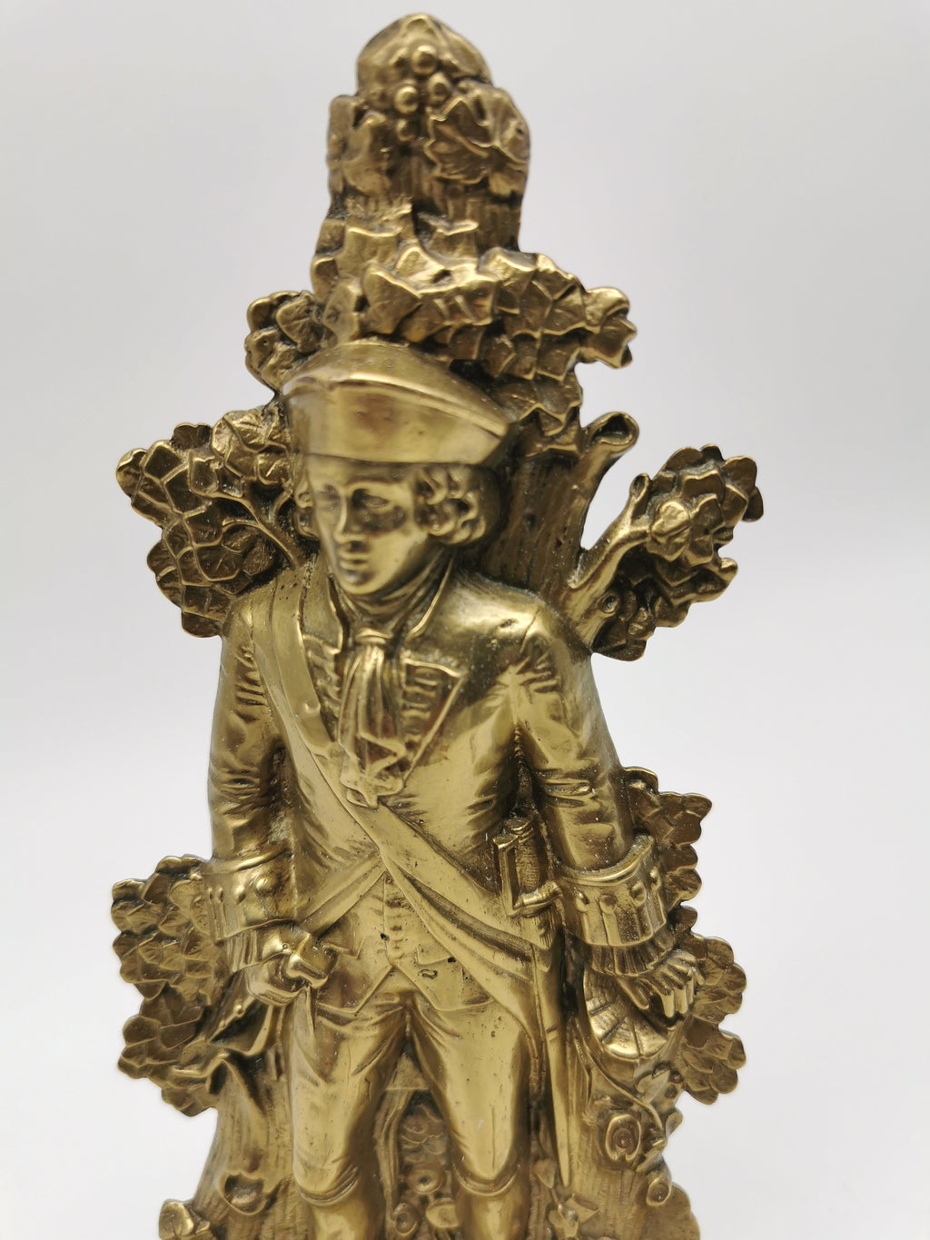 Antique 1849 Cornelius & Co. Brass Colonial Figurine Pair -Signed Girandoles-Last of the Mohicans Mantle Decor/Bookends