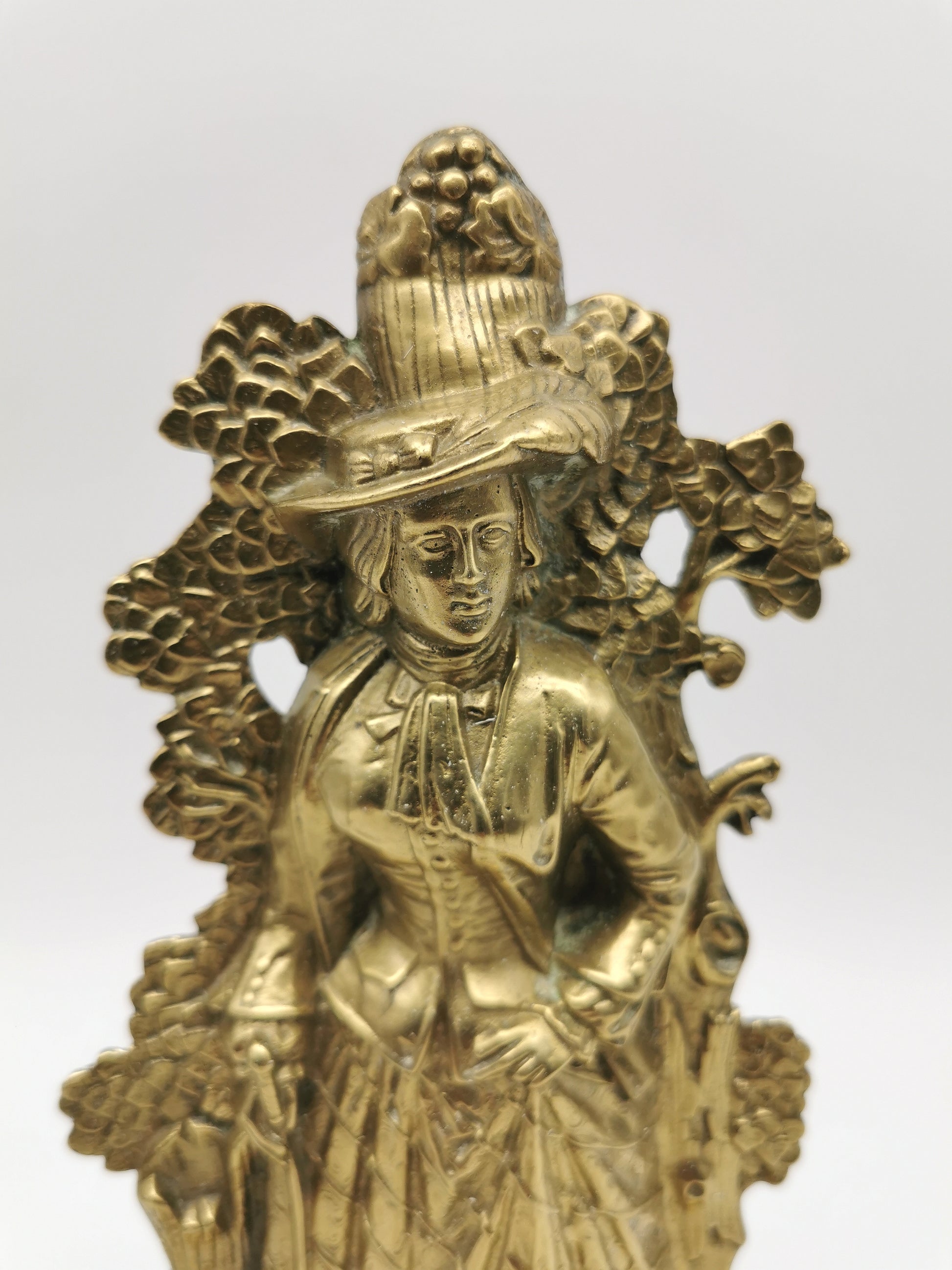 Antique 1849 Cornelius & Co. Brass Colonial Figurine Pair -Signed Girandoles-Last of the Mohicans Mantle Decor/Bookends