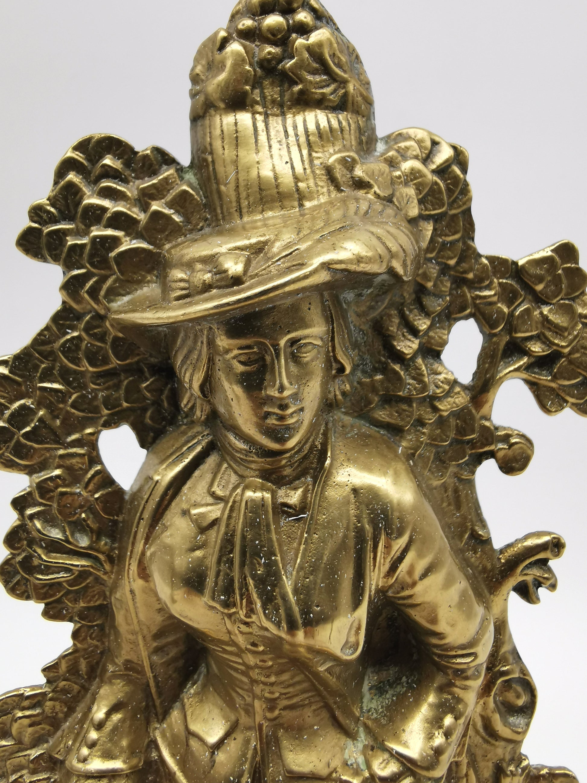 Antique 1849 Cornelius & Co. Brass Colonial Figurine Pair -Signed Girandoles-Last of the Mohicans Mantle Decor/Bookends