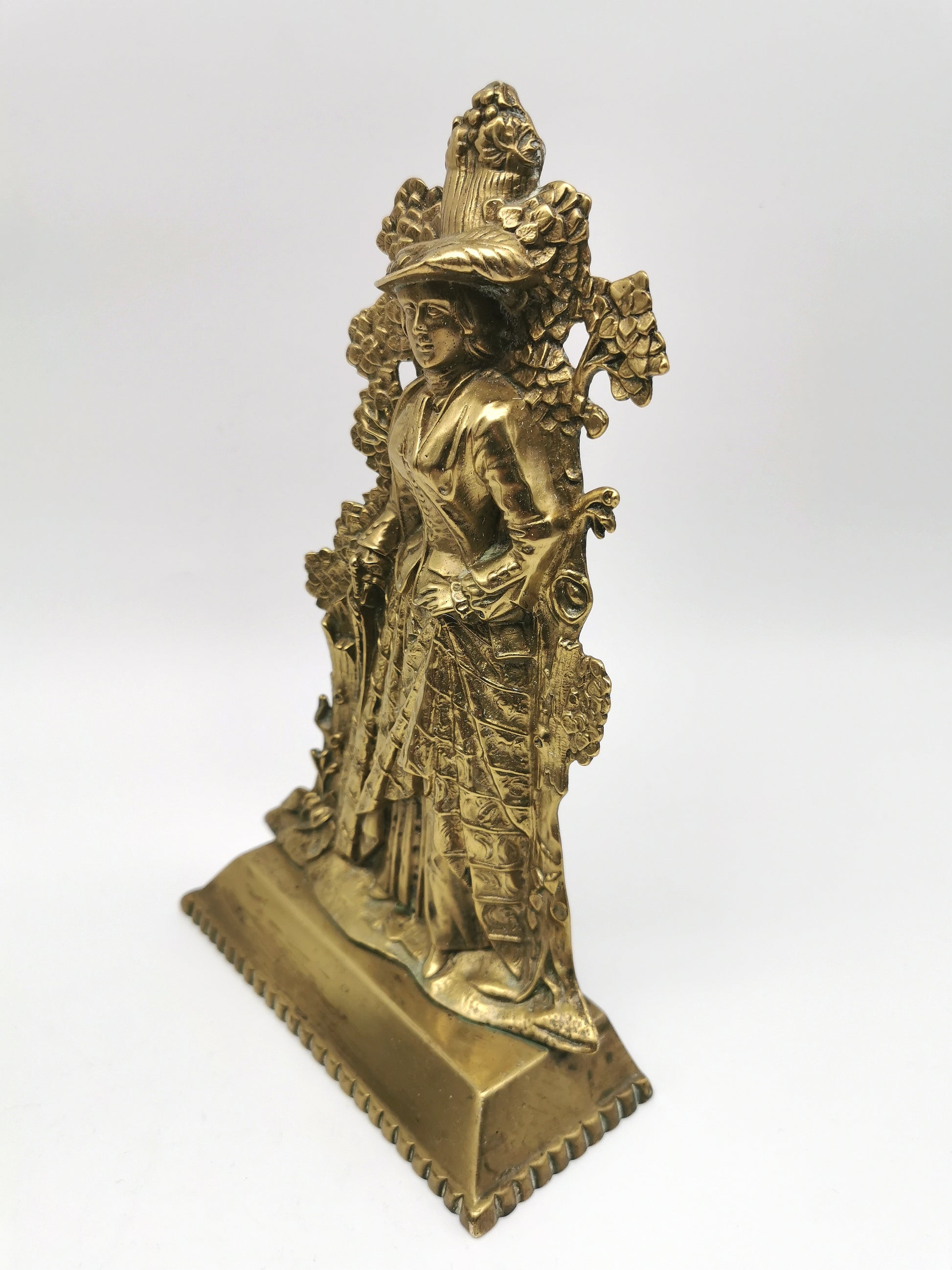 Antique 1849 Cornelius & Co. Brass Colonial Figurine Pair -Signed Girandoles-Last of the Mohicans Mantle Decor/Bookends