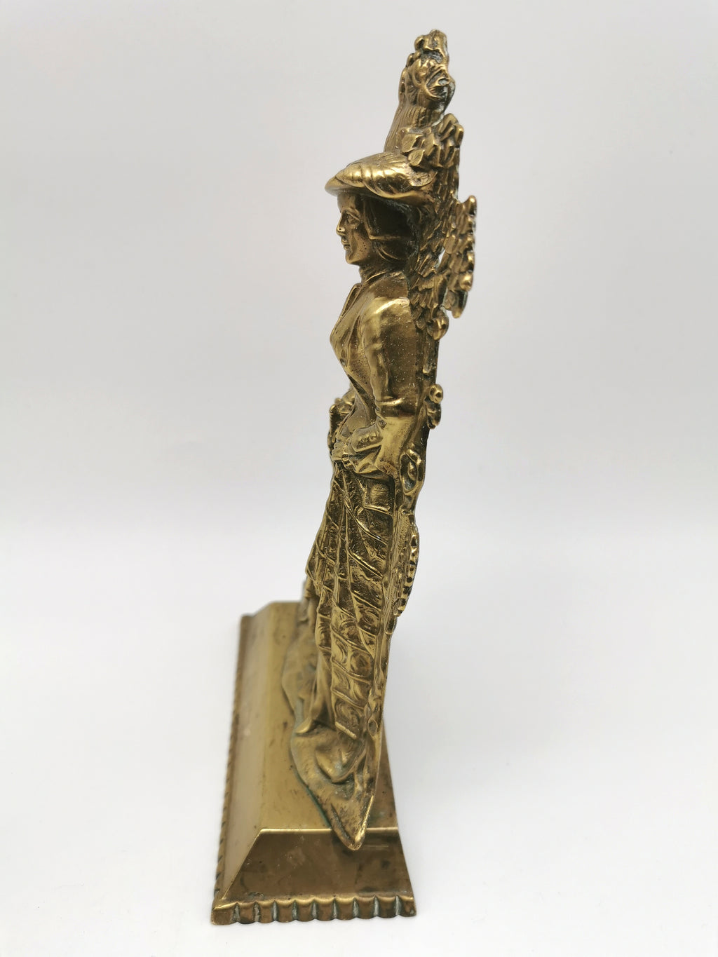 Antique 1849 Cornelius & Co. Brass Colonial Figurine Pair -Signed Girandoles-Last of the Mohicans Mantle Decor/Bookends