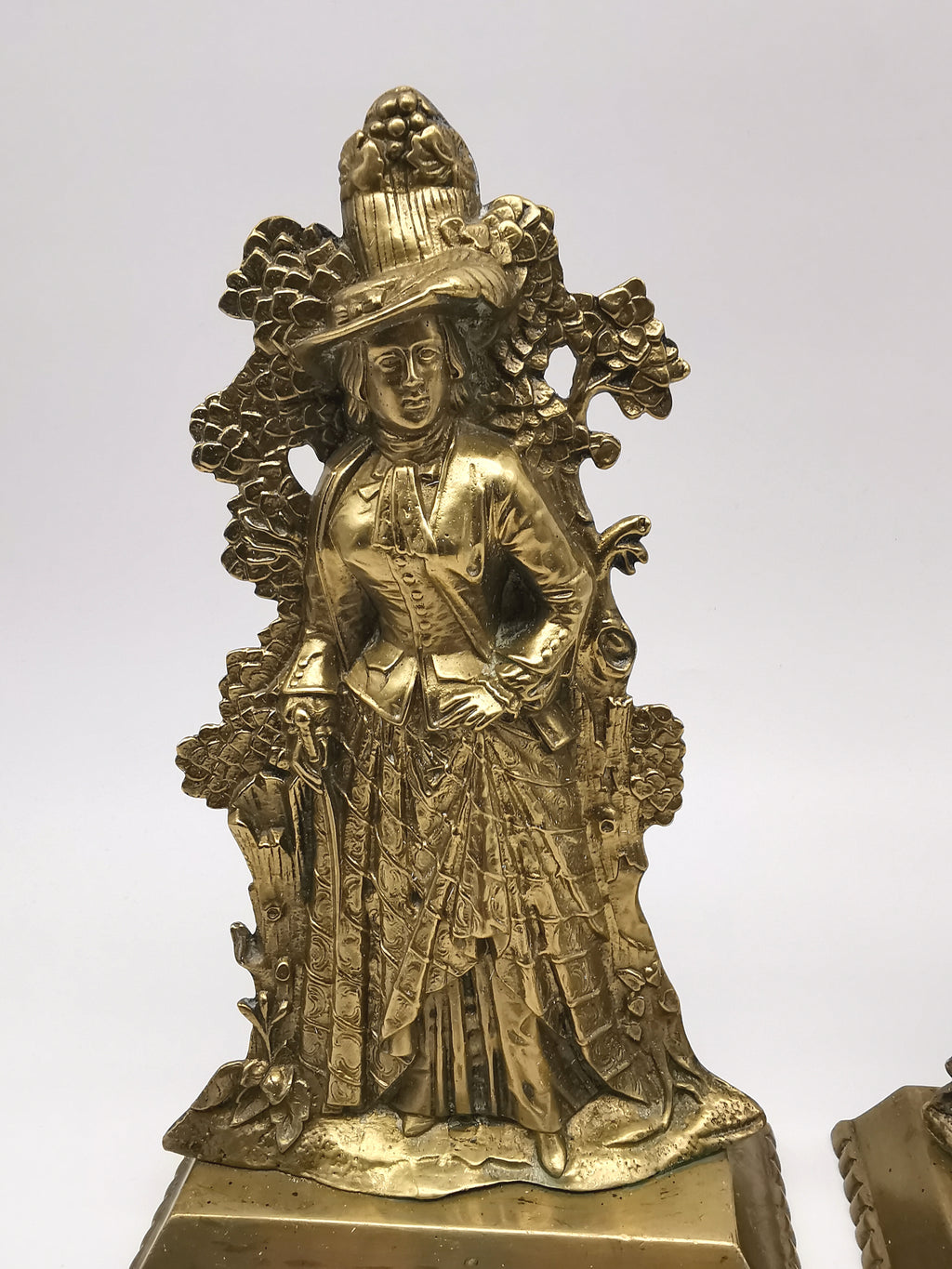 Antique 1849 Cornelius & Co. Brass Colonial Figurine Pair -Signed Girandoles-Last of the Mohicans Mantle Decor/Bookends