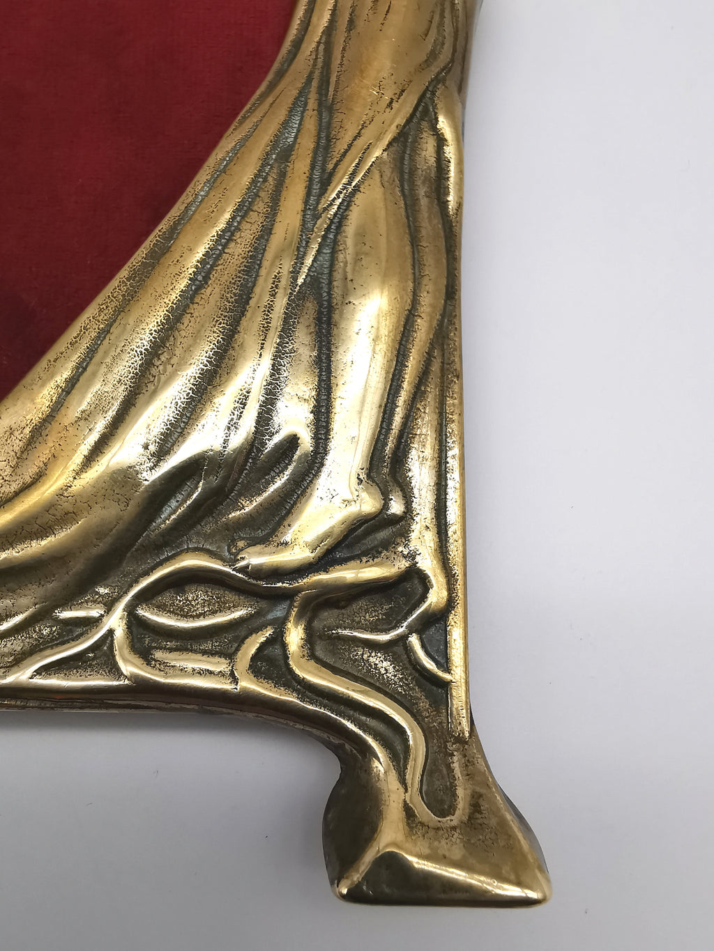 Vintage Art Nouveau Style Large Brass Nymph and Floral Picture Frame, 34cm height