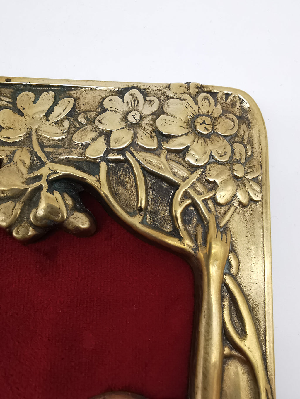 Vintage Art Nouveau Style Large Brass Nymph and Floral Picture Frame, 34cm height