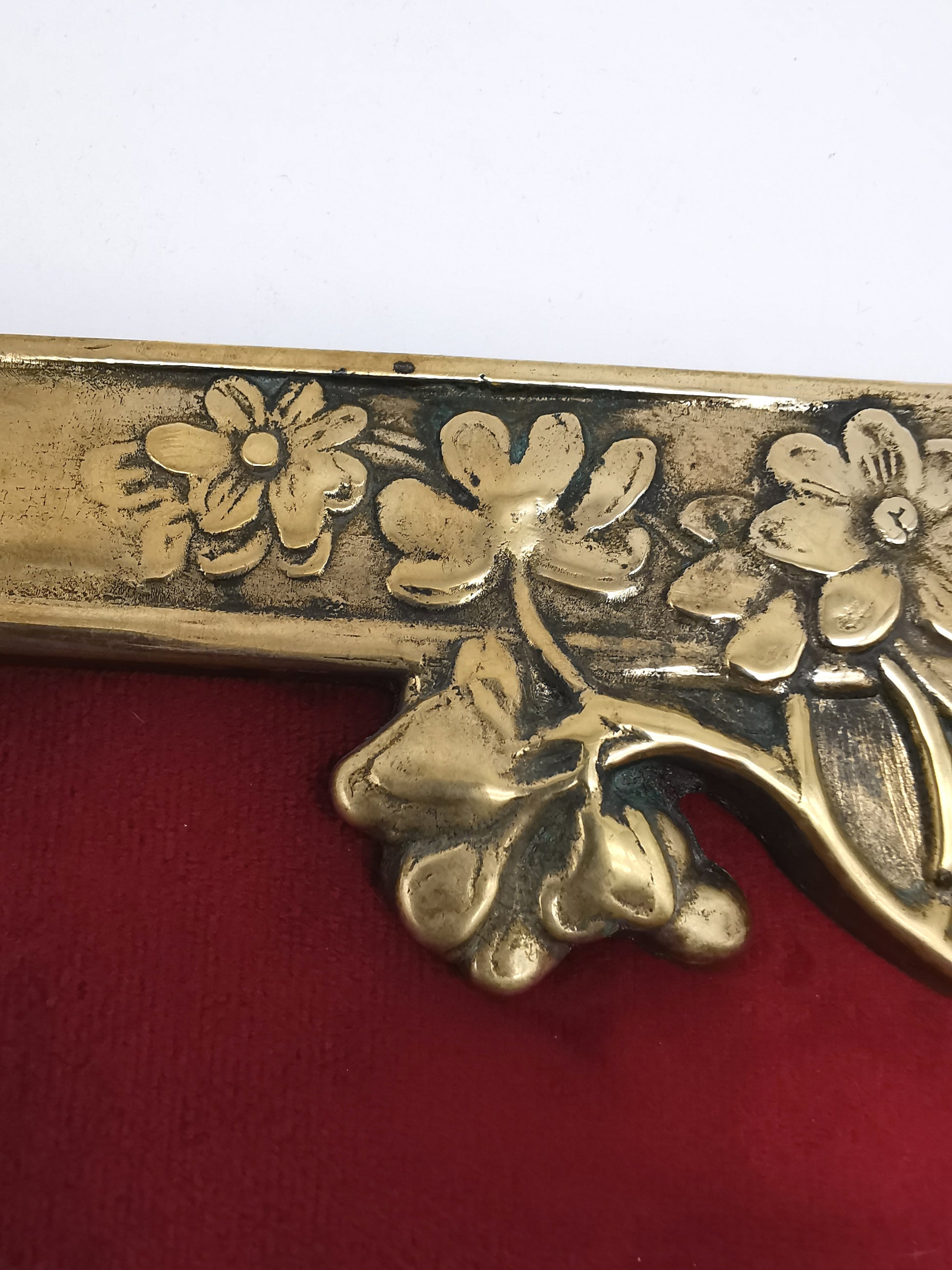 Vintage Art Nouveau Style Large Brass Nymph and Floral Picture Frame, 34cm height
