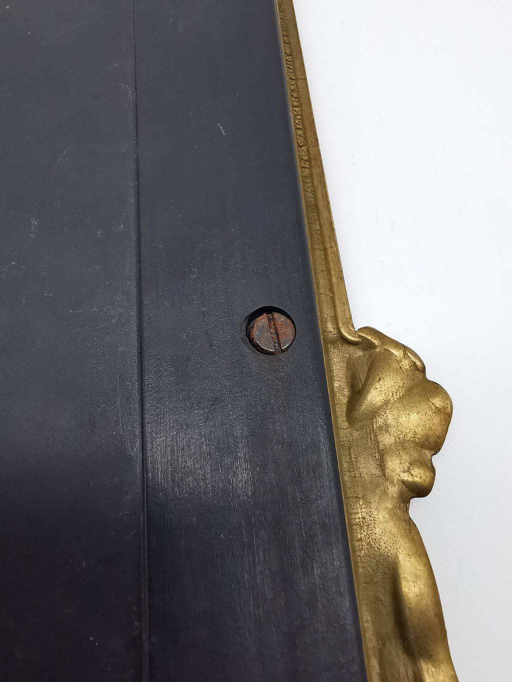 Vintage Art Nouveau Style Large Brass Nymph and Floral Picture Frame, 34cm height