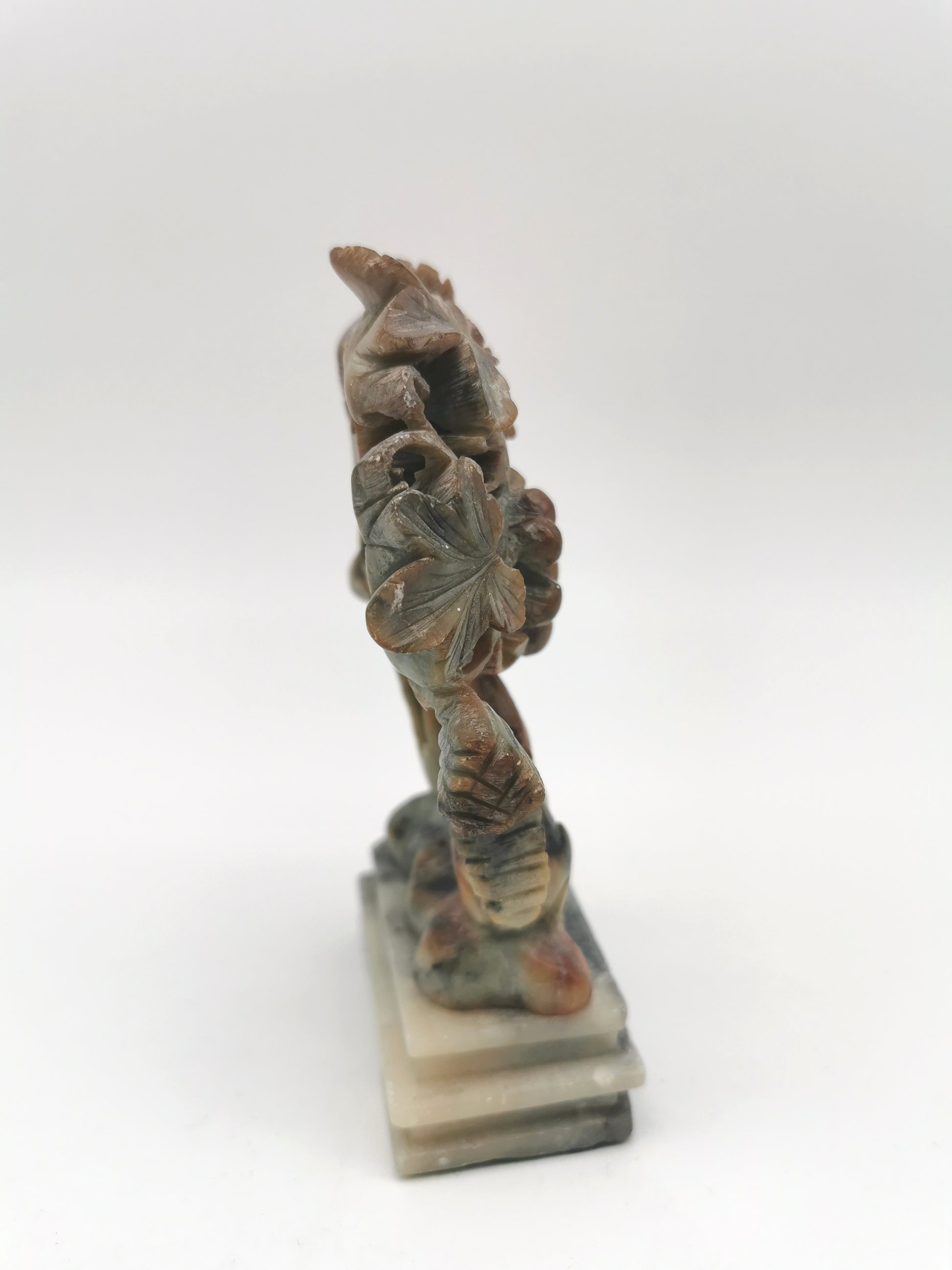 Vintage Chinese Hand-Carved Soapstone Sculpture – Squirrel and Grapes Motif