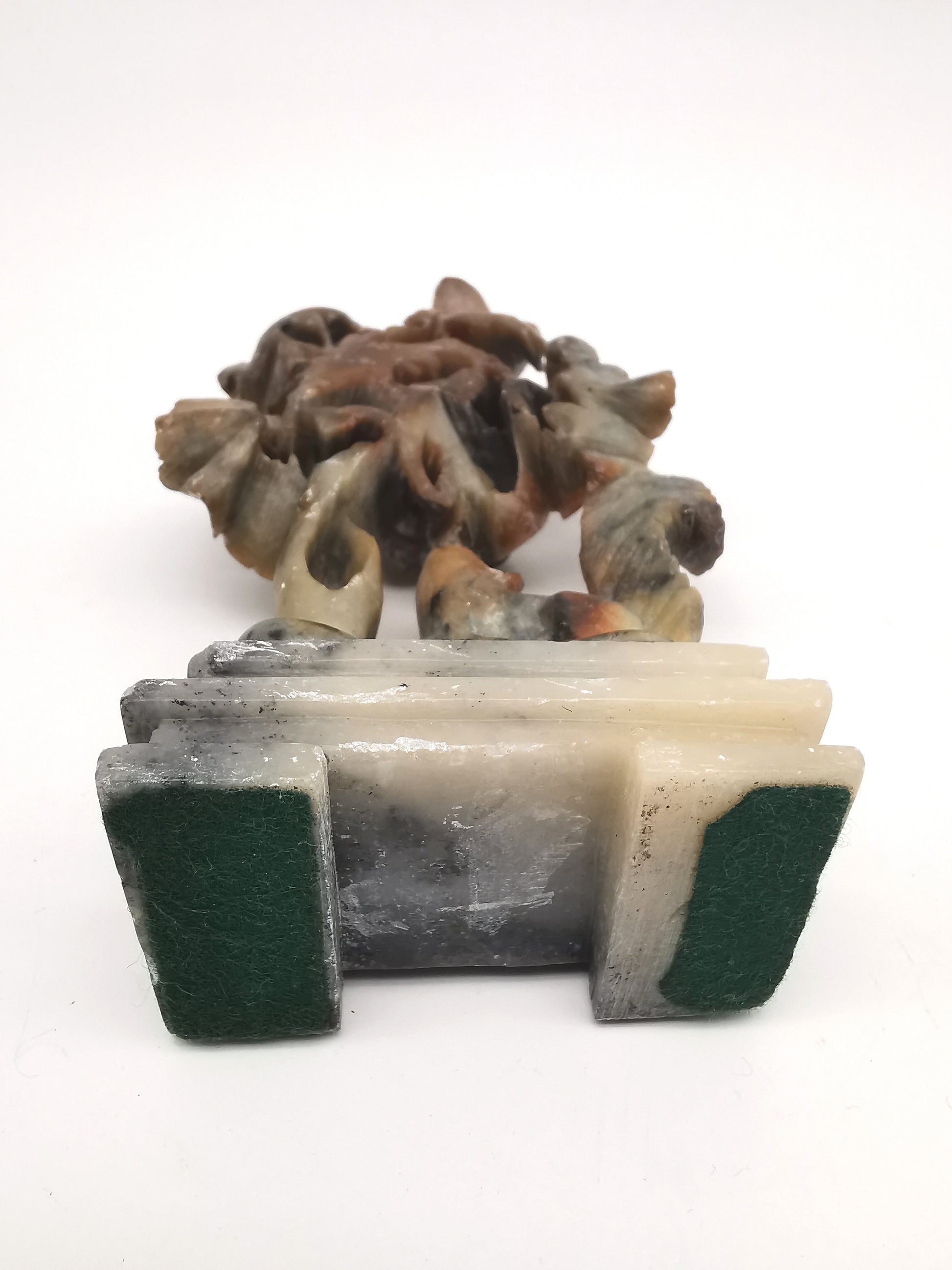 Vintage Chinese Hand-Carved Soapstone Sculpture – Squirrel and Grapes Motif