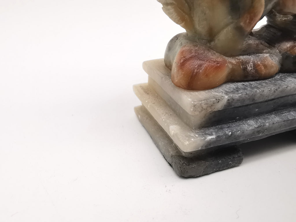 Vintage Chinese Hand-Carved Soapstone Sculpture – Squirrel and Grapes Motif