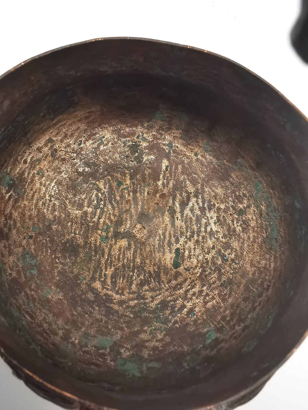 Antique Oriental Bronze Flower Basket Planter – High Relief Floral & Bamboo Handle (15cm height)