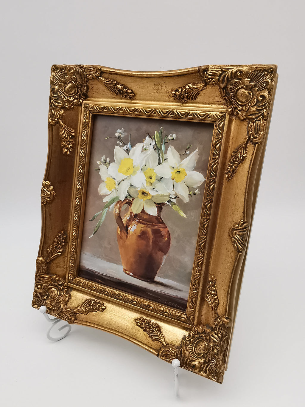 Framed Anne Cotterill Daffodils in Cider Jug Floral Fine Art Print