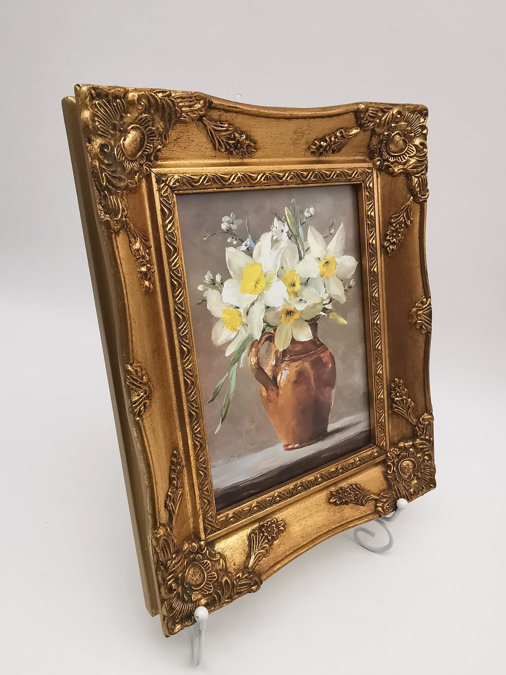 Framed Anne Cotterill Daffodils in Cider Jug Floral Fine Art Print