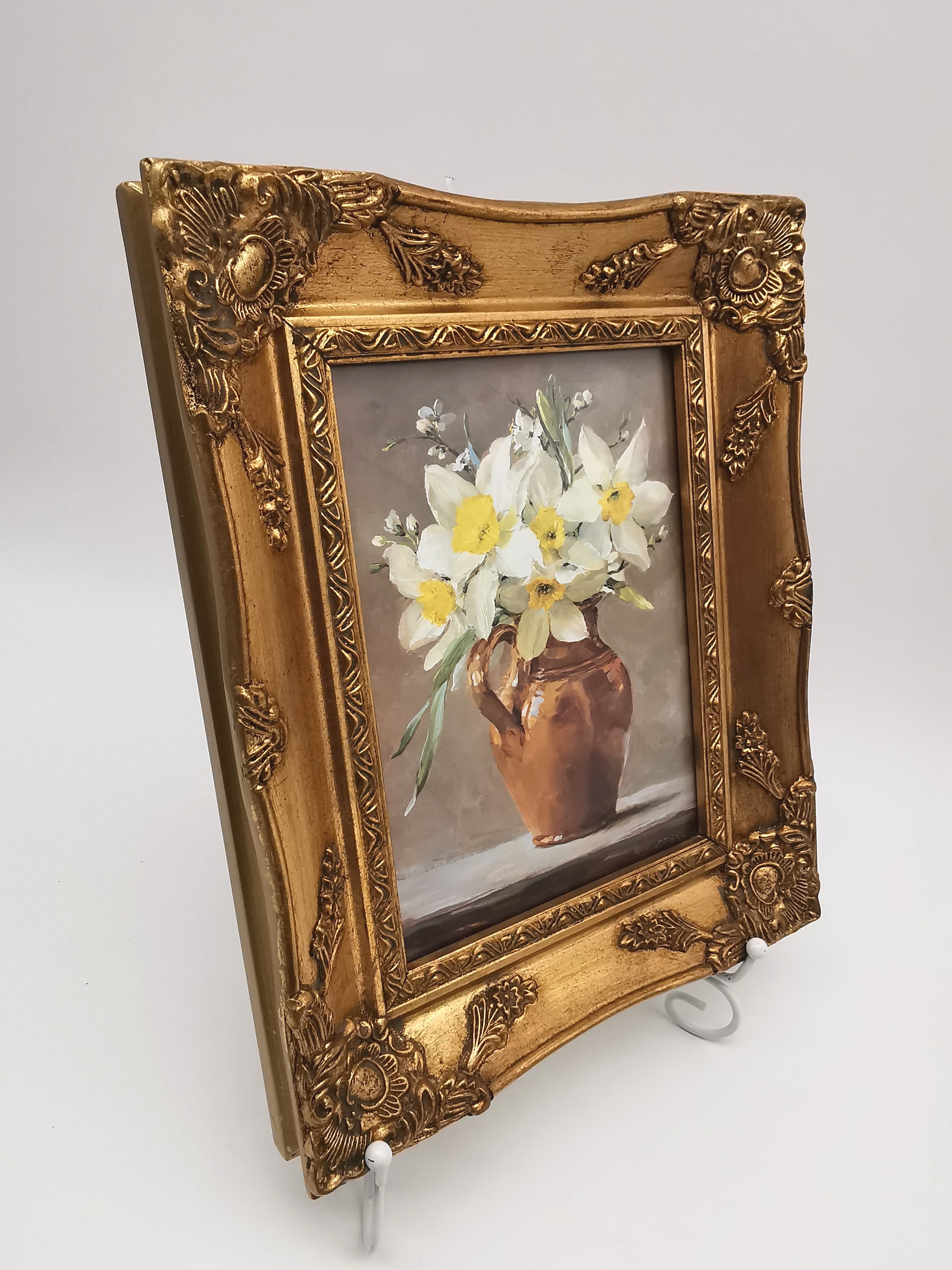 Framed Anne Cotterill Daffodils in Cider Jug Floral Fine Art Print