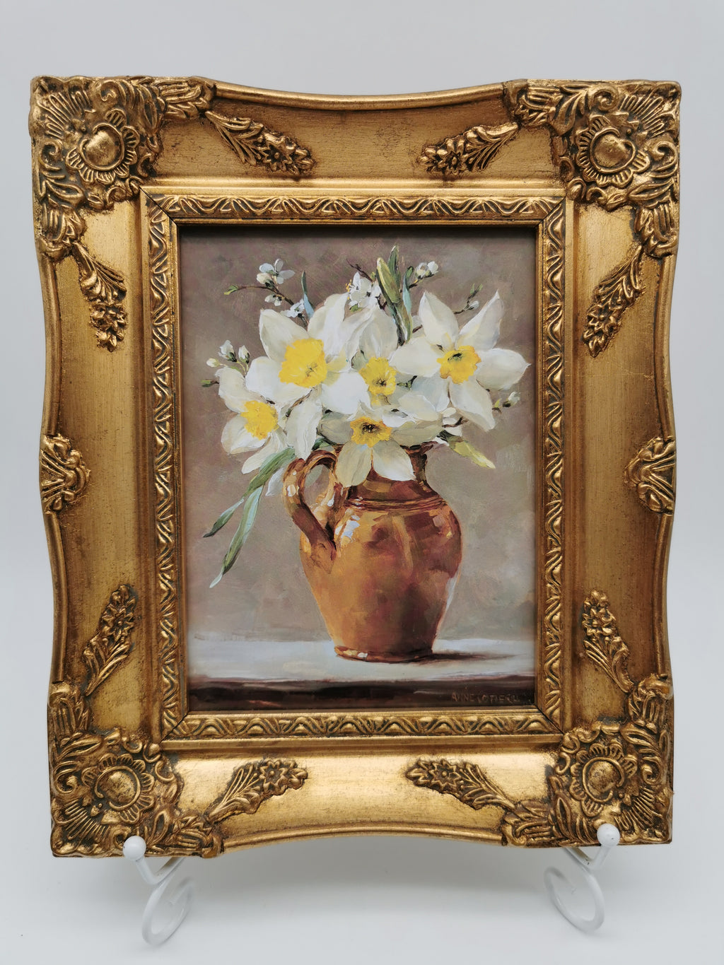 Framed Anne Cotterill Daffodils in Cider Jug Floral Fine Art Print