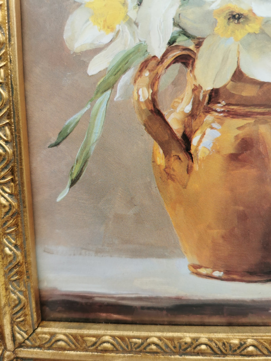 Framed Anne Cotterill Daffodils in Cider Jug Floral Fine Art Print
