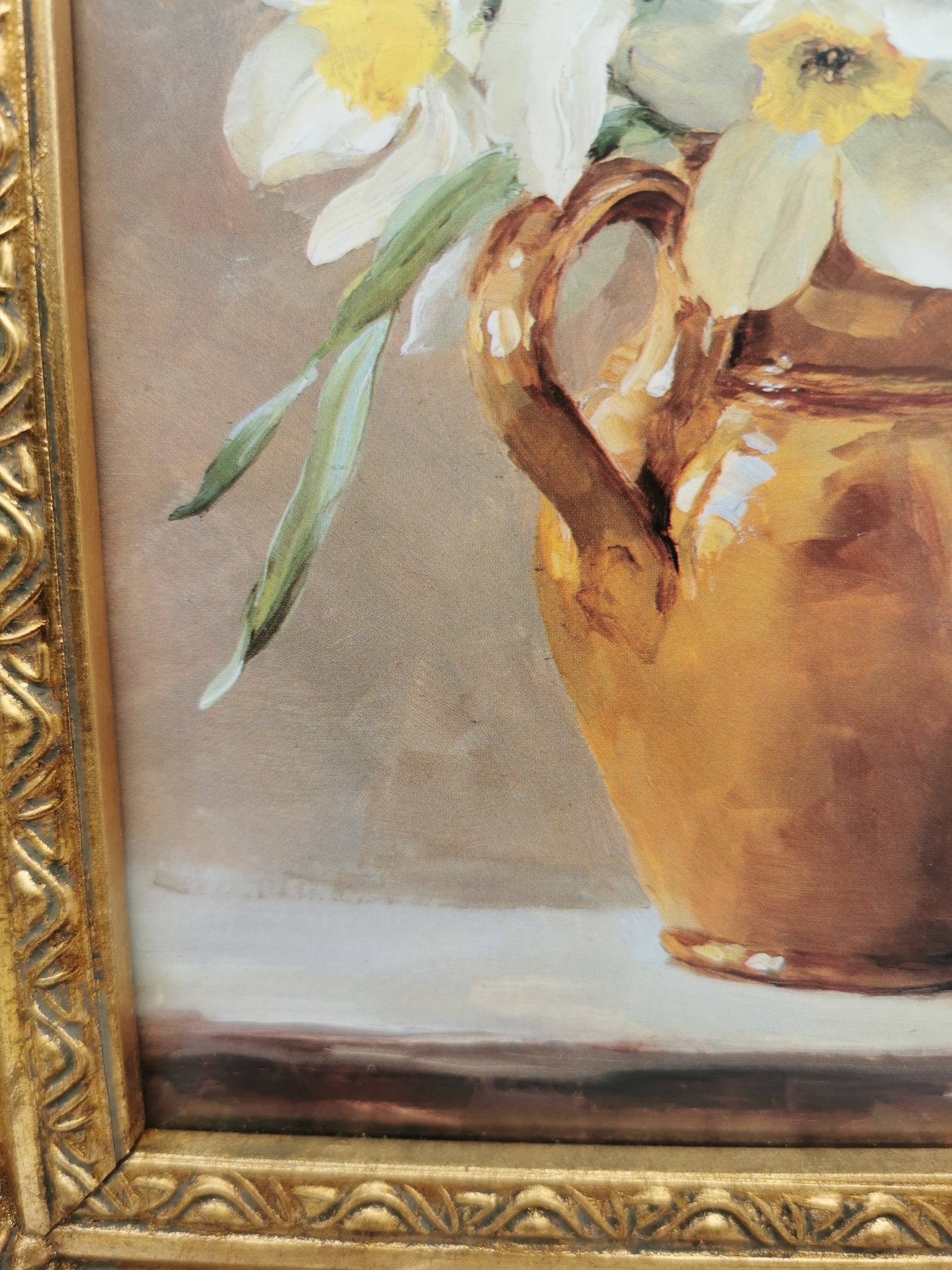 Framed Anne Cotterill Daffodils in Cider Jug Floral Fine Art Print