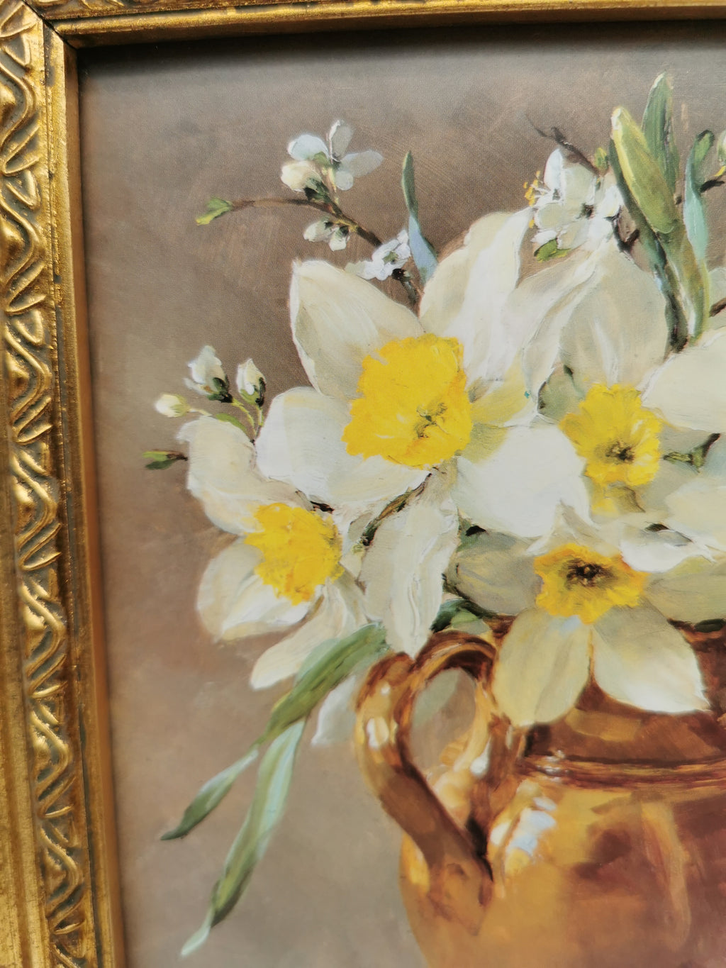 Framed Anne Cotterill Daffodils in Cider Jug Floral Fine Art Print
