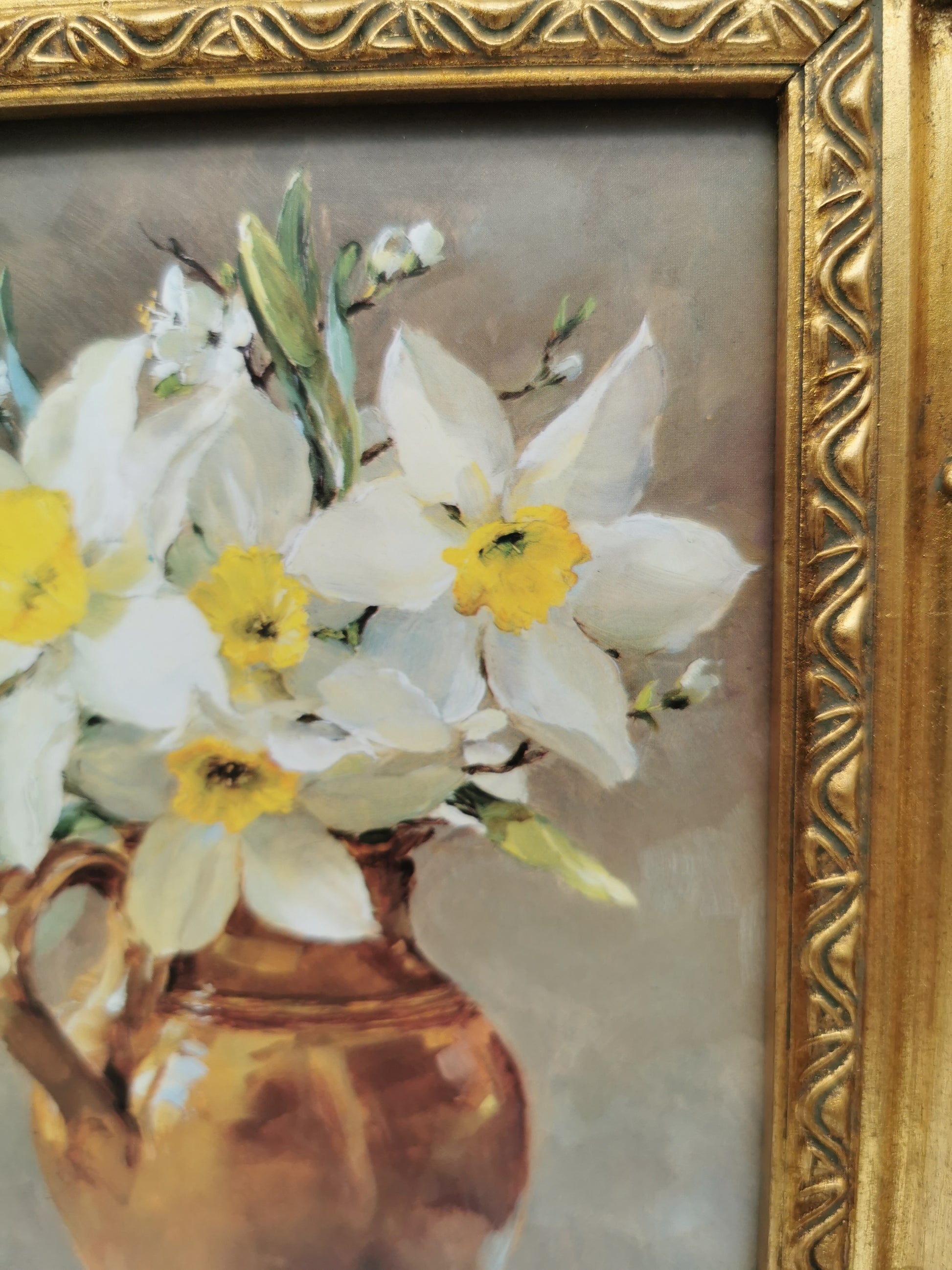 Framed Anne Cotterill Daffodils in Cider Jug Floral Fine Art Print