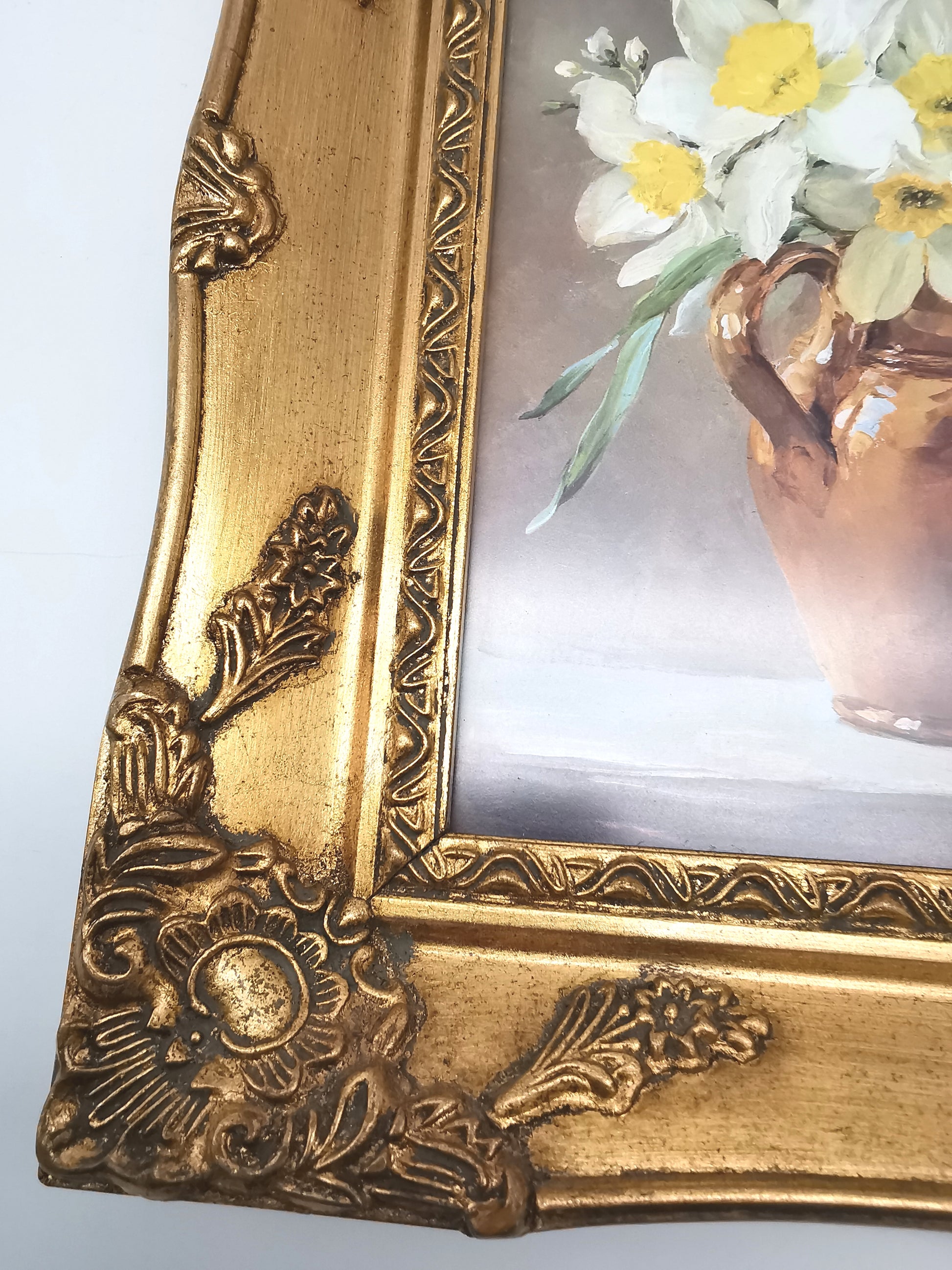 Framed Anne Cotterill Daffodils in Cider Jug Floral Fine Art Print