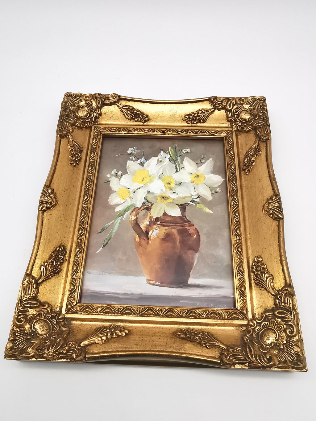 Framed Anne Cotterill Daffodils in Cider Jug Floral Fine Art Print