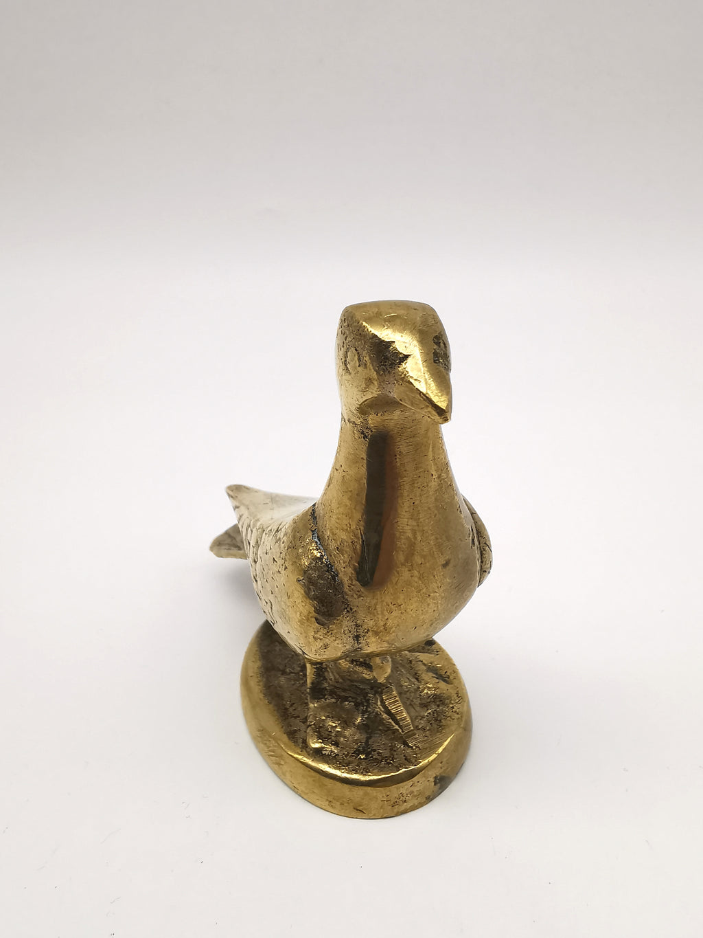 Vintage Solid Cast Brass Pigeon Figurine - Mid Century Heavy Bird Paperweight