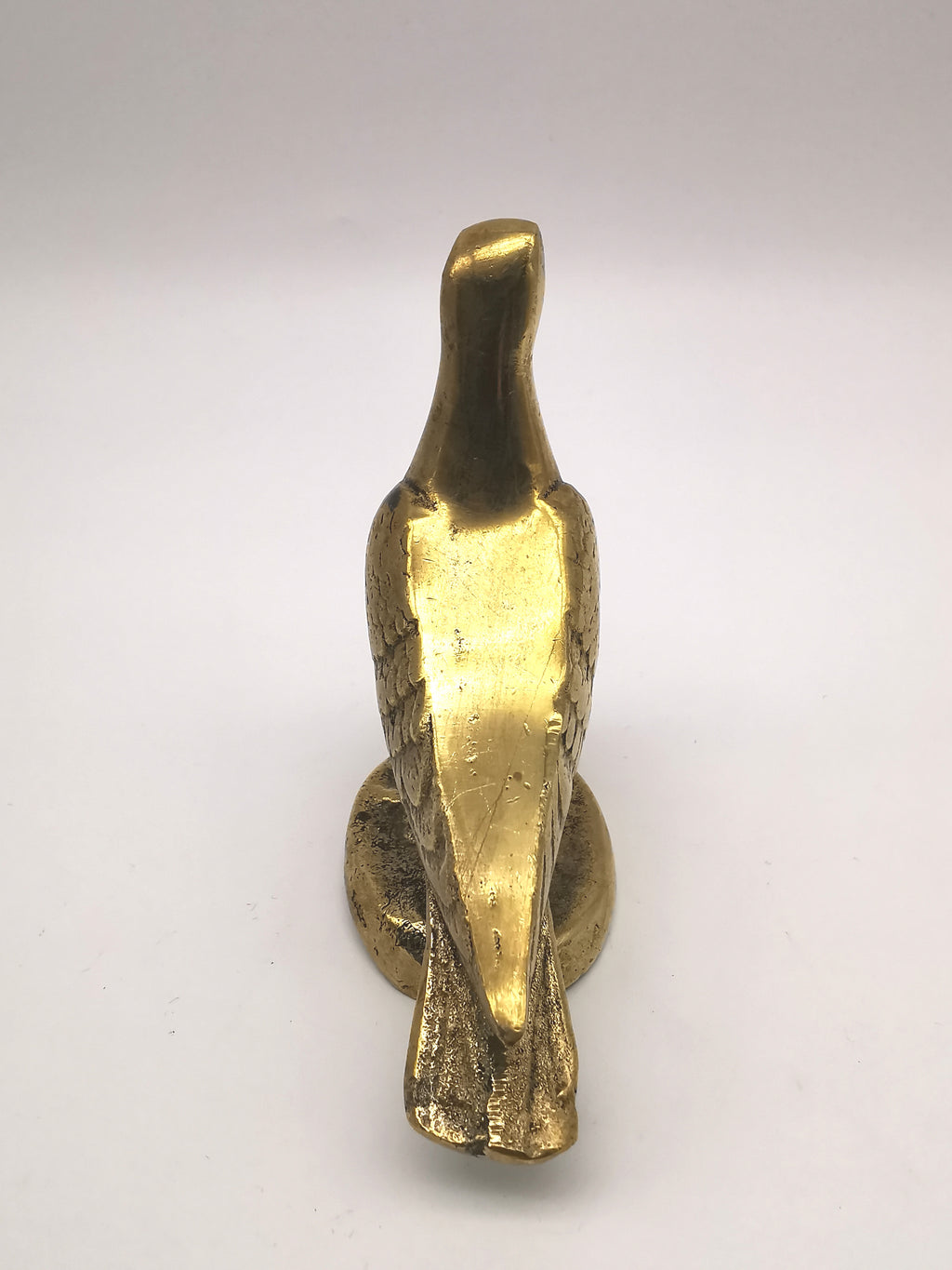 Vintage Solid Cast Brass Pigeon Figurine - Mid Century Heavy Bird Paperweight
