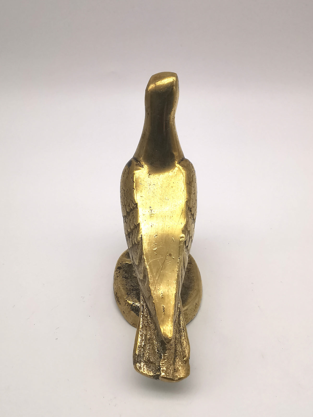 Vintage Solid Cast Brass Pigeon Figurine - Mid Century Heavy Bird Paperweight