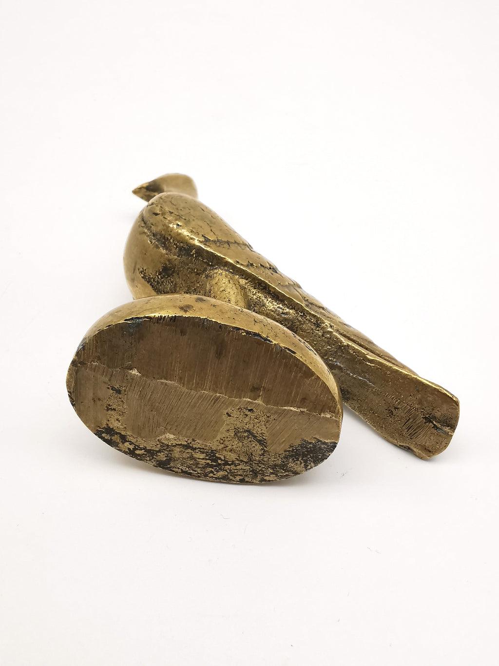 Vintage Solid Cast Brass Pigeon Figurine - Mid Century Heavy Bird Paperweight