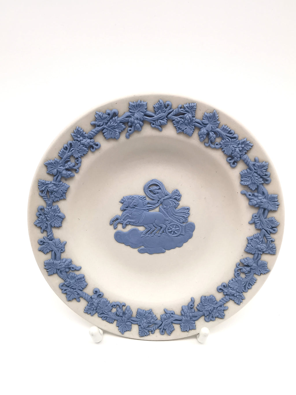 Vintage Wedgwood Blue on White Jasperware Chariot Trinket Dish