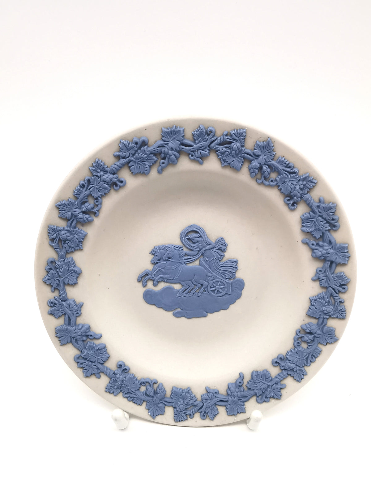 Vintage Wedgwood Blue on White Jasperware Chariot Trinket Dish