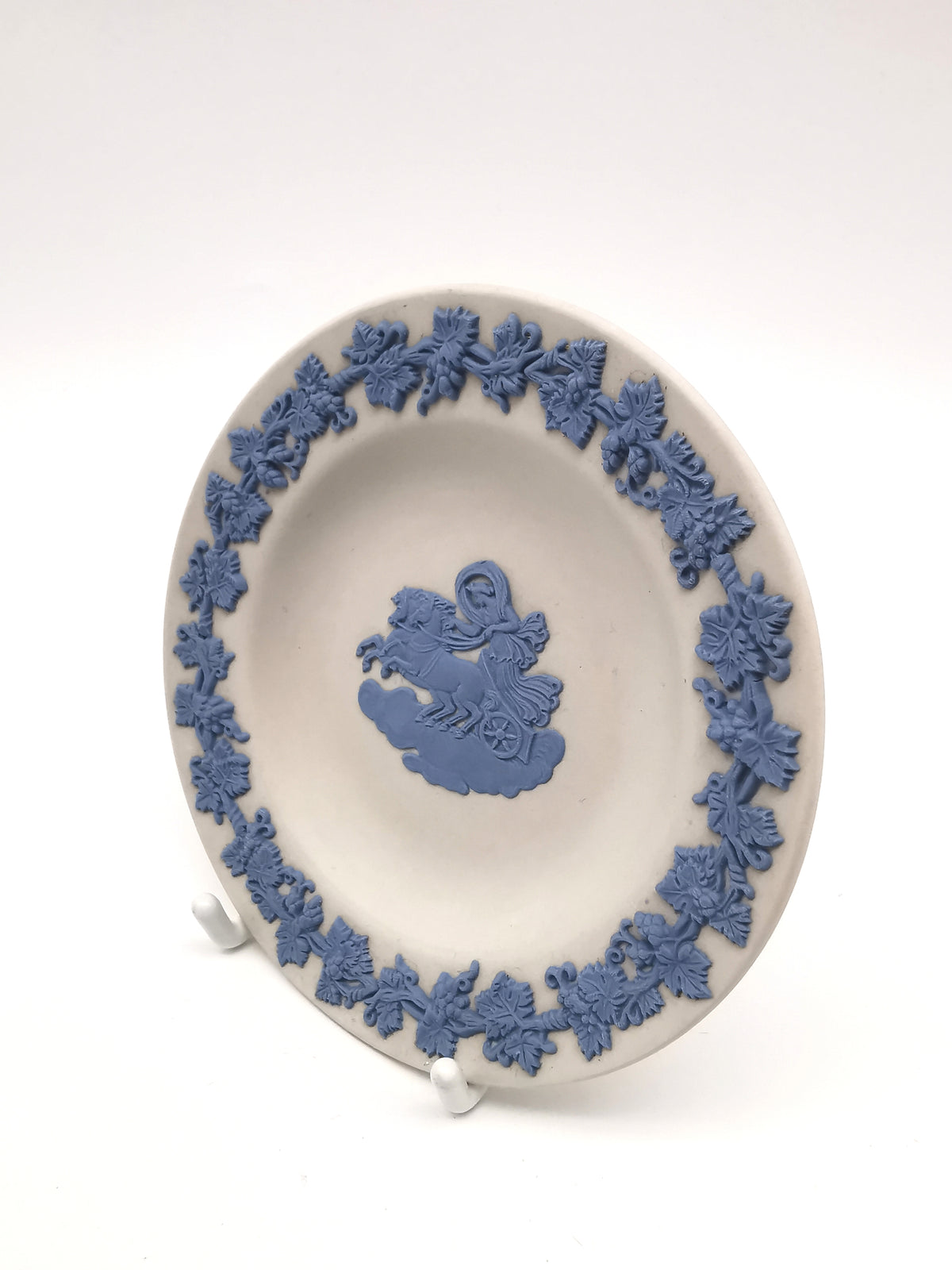 Vintage Wedgwood Blue on White Jasperware Chariot Trinket Dish