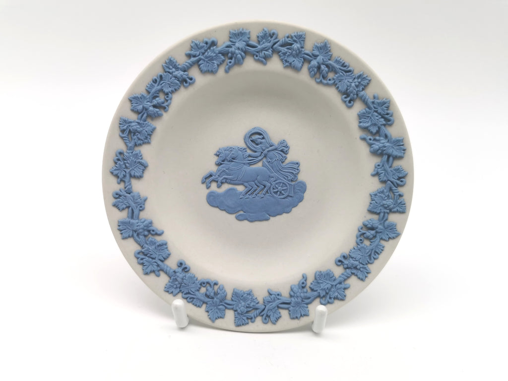 Vintage Wedgwood Blue on White Jasperware Chariot Trinket Dish