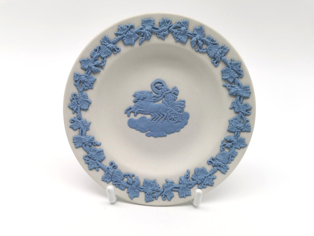 Vintage Wedgwood Blue on White Jasperware Chariot Trinket Dish