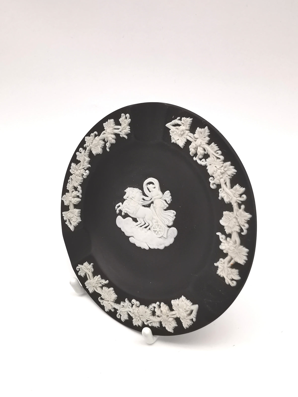 Vintage Wedgwood Black Jasperware Chariot Small Trinket Dish/ Ashtray