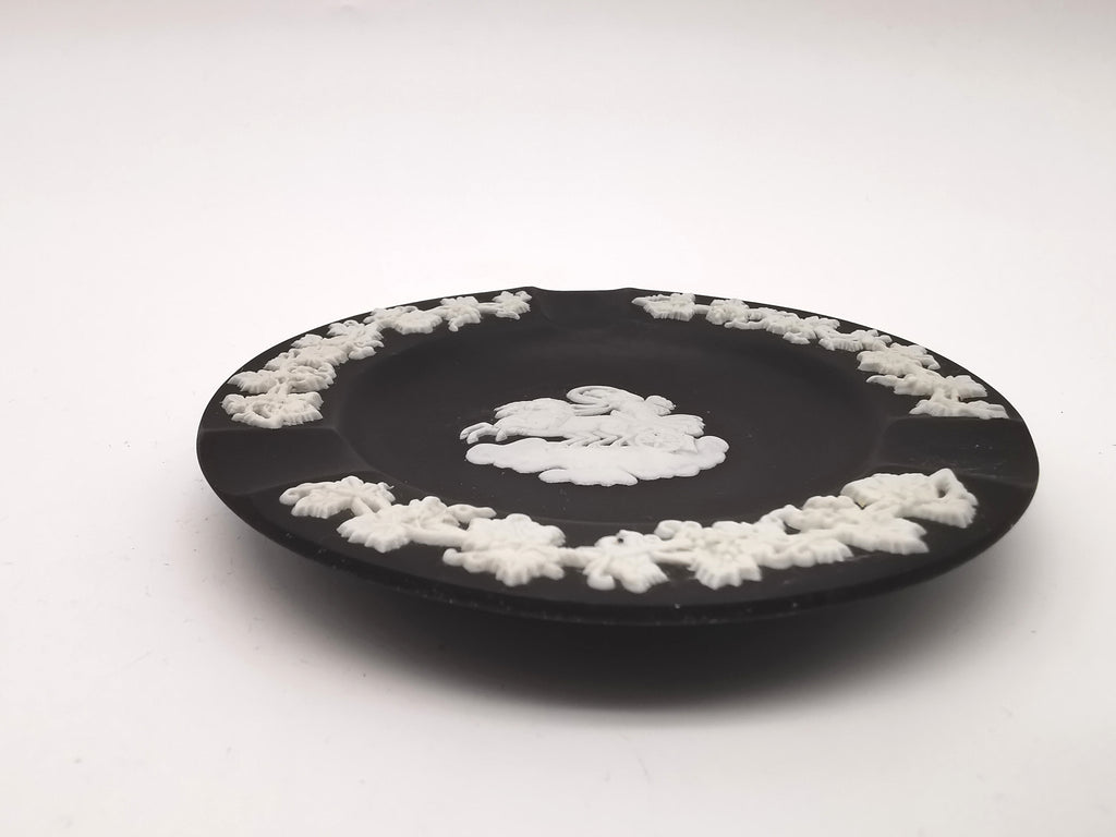Vintage Wedgwood Black Jasperware Chariot Small Trinket Dish/ Ashtray