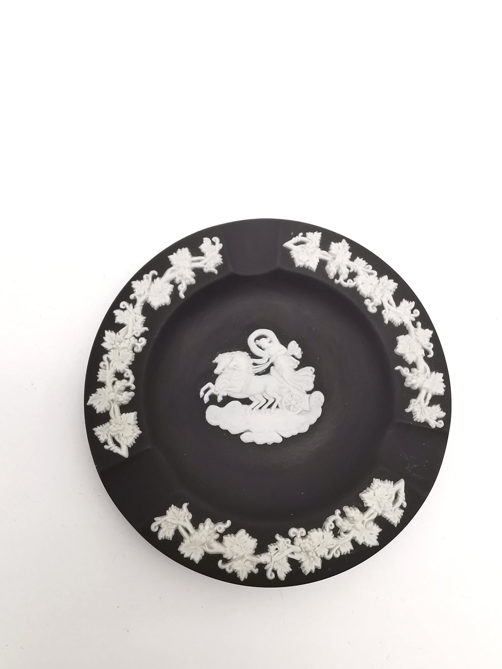 Vintage Wedgwood Black Jasperware Chariot Small Trinket Dish/ Ashtray