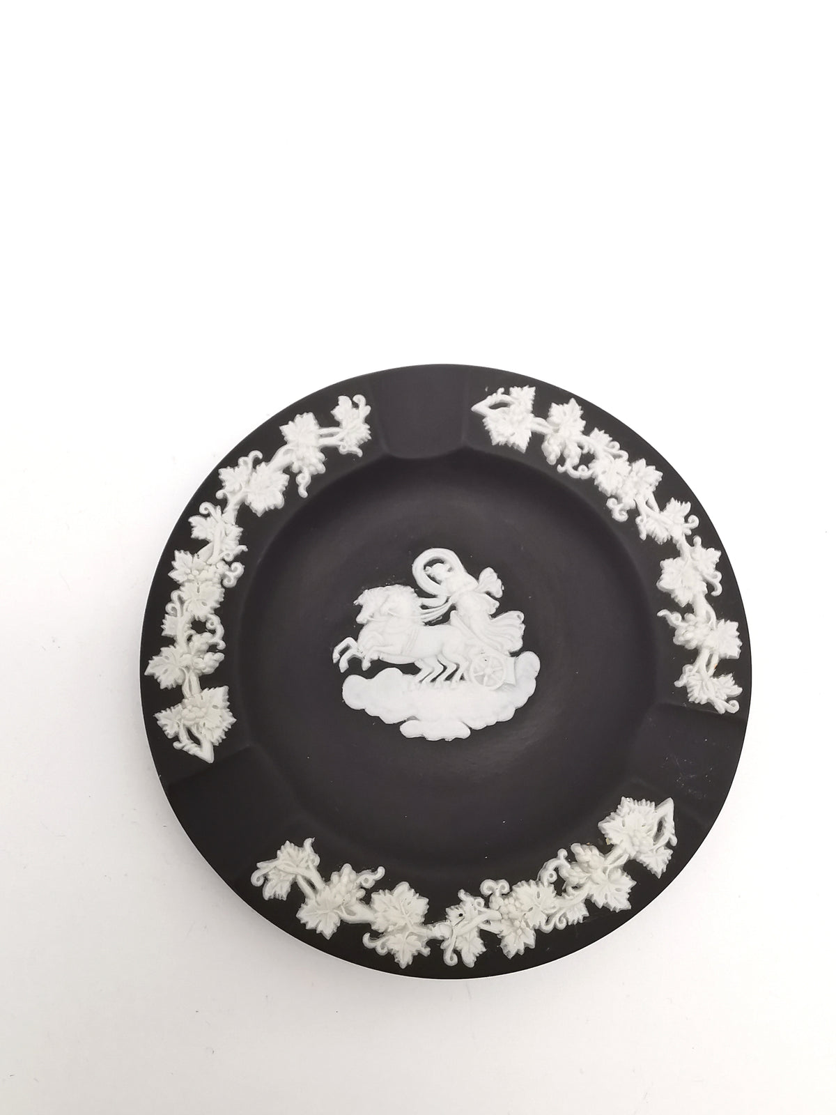 Vintage Wedgwood Black Jasperware Chariot Small Trinket Dish/ Ashtray