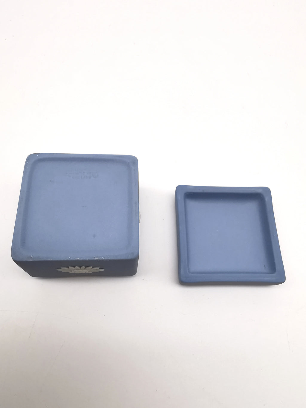 Vintage Wedgwood Blue Jasperware Tri-Colour Small Square Trinket Box