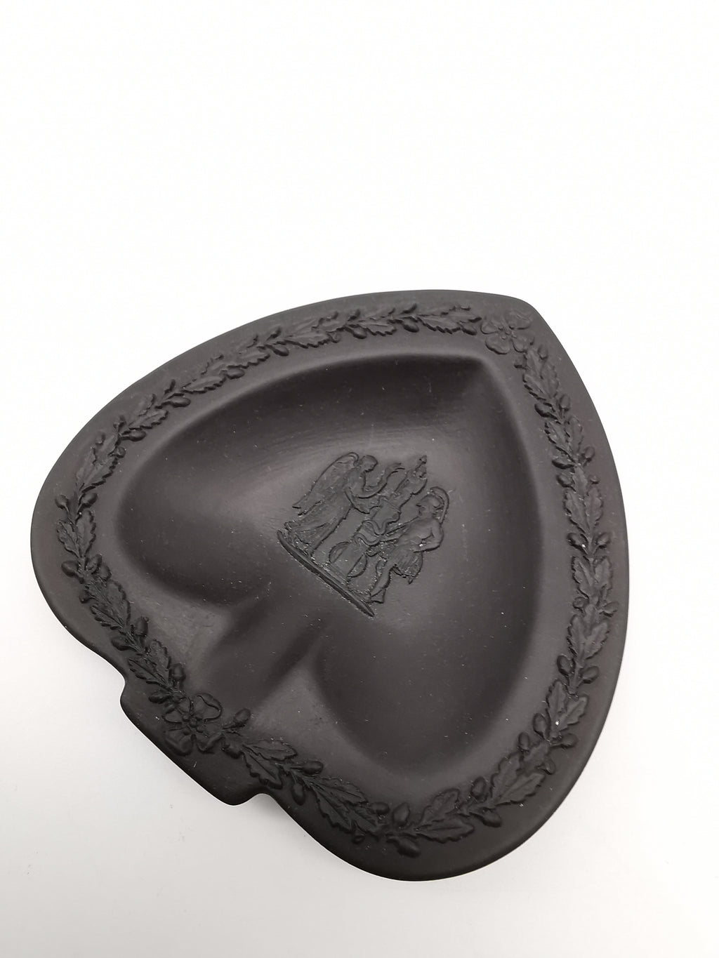 Vintage Wedgwood Black Basalt Spade Pin Dish- Classical Relief