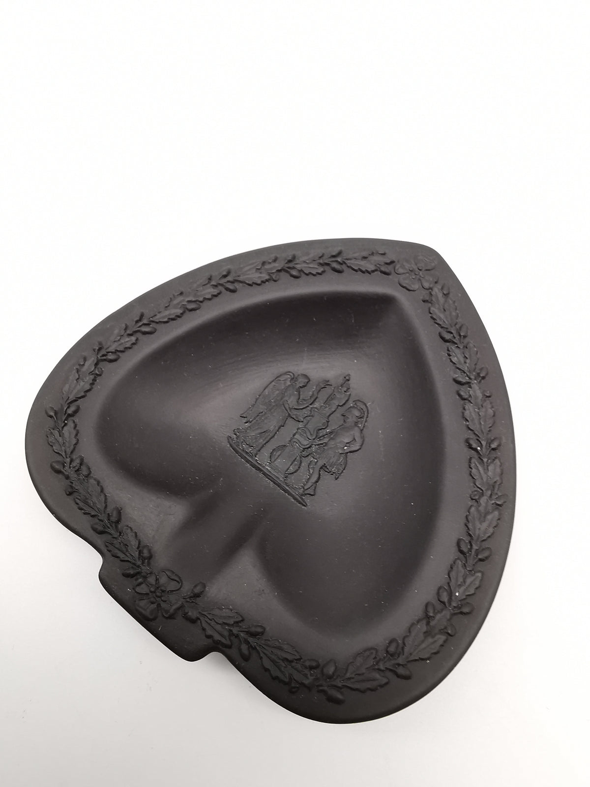 Vintage Wedgwood Black Basalt Spade Pin Dish- Classical Relief