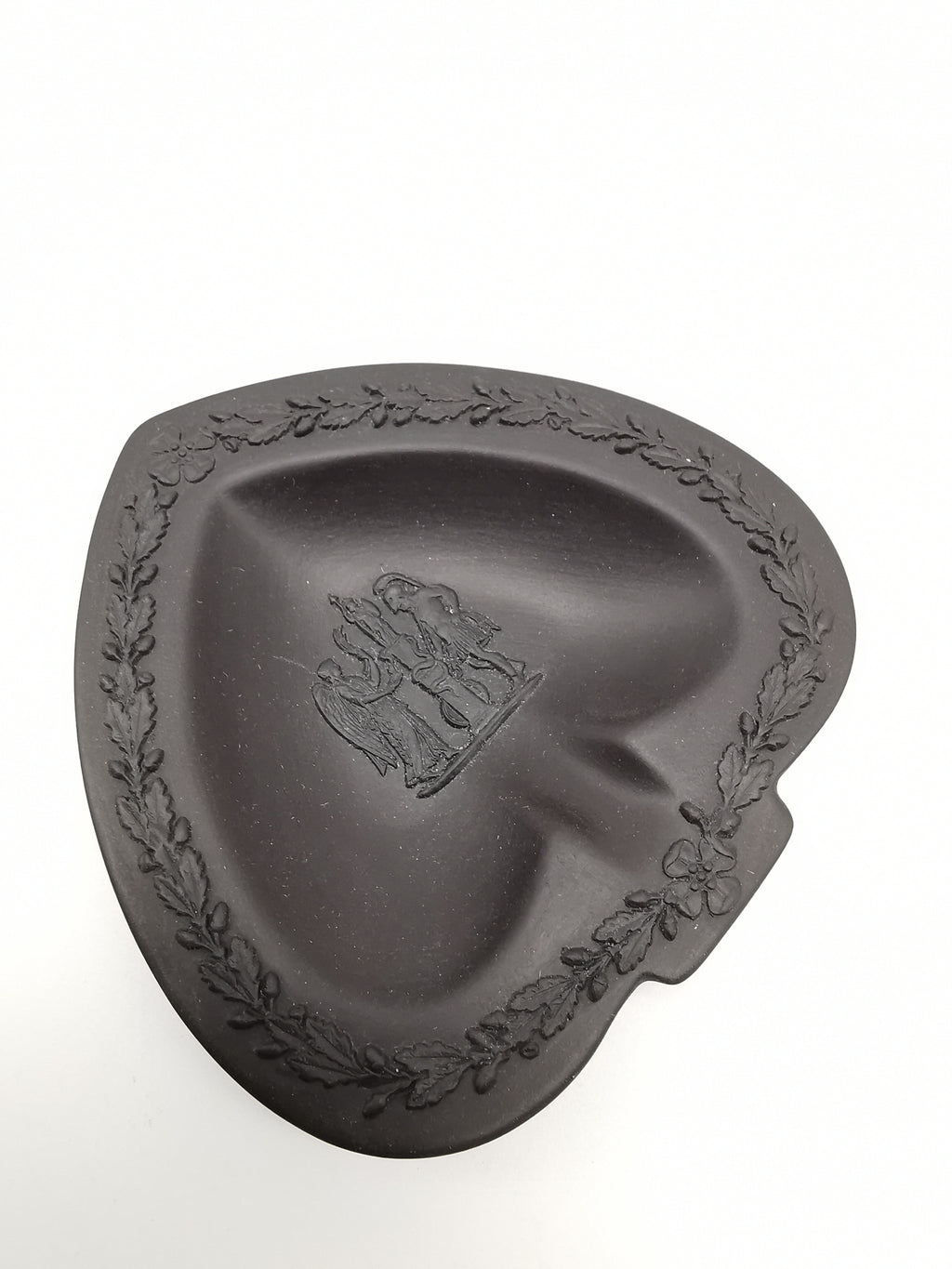 Vintage Wedgwood Black Basalt Spade Pin Dish- Classical Relief