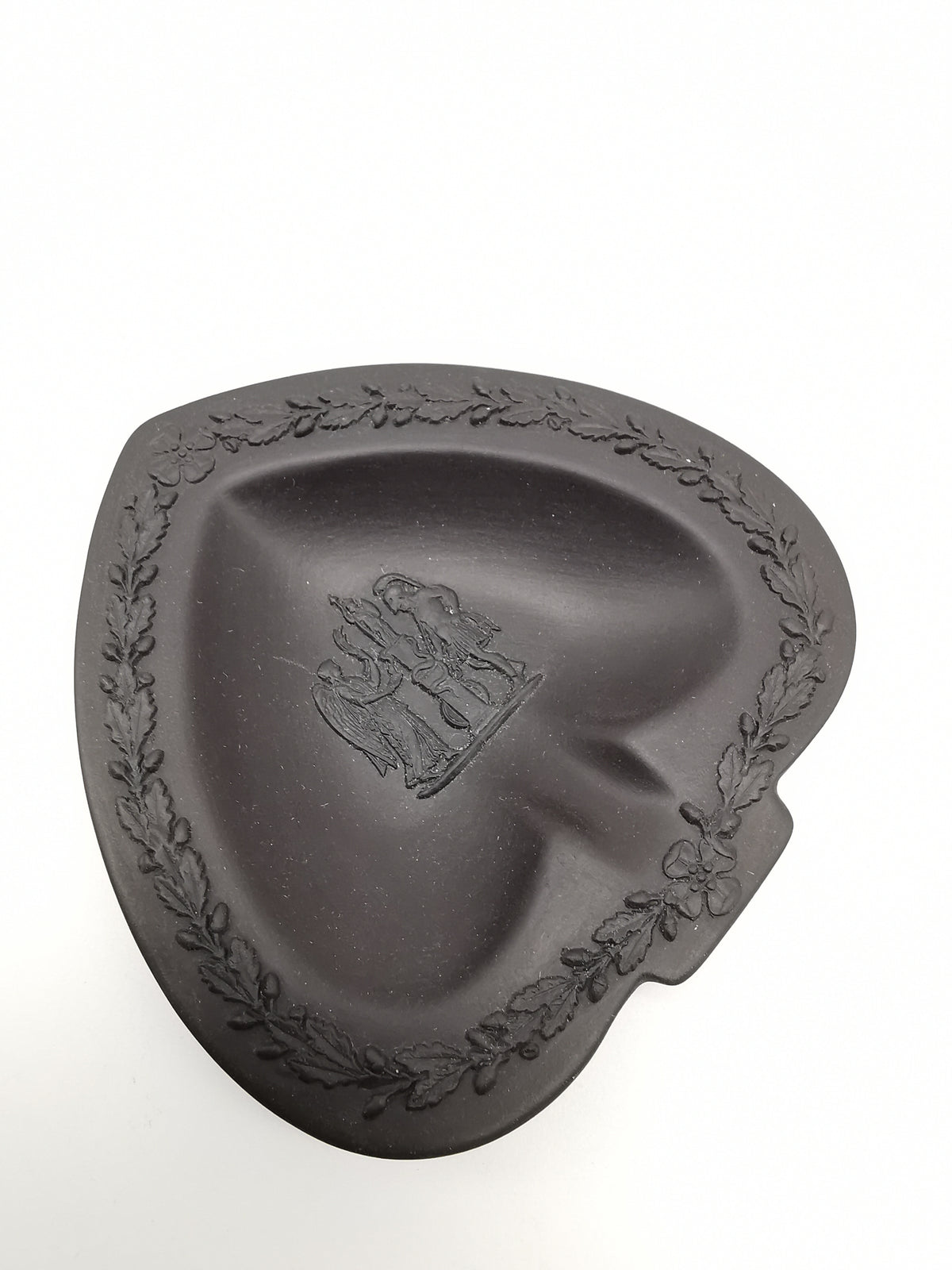 Vintage Wedgwood Black Basalt Spade Pin Dish- Classical Relief
