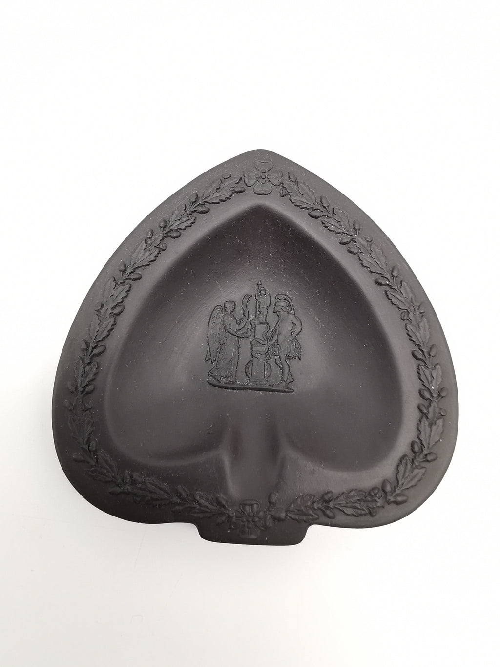 Vintage Wedgwood Black Basalt Spade Pin Dish- Classical Relief