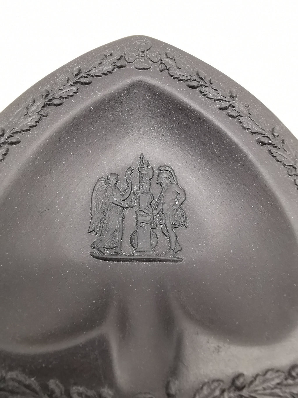 Vintage Wedgwood Black Basalt Spade Pin Dish- Classical Relief