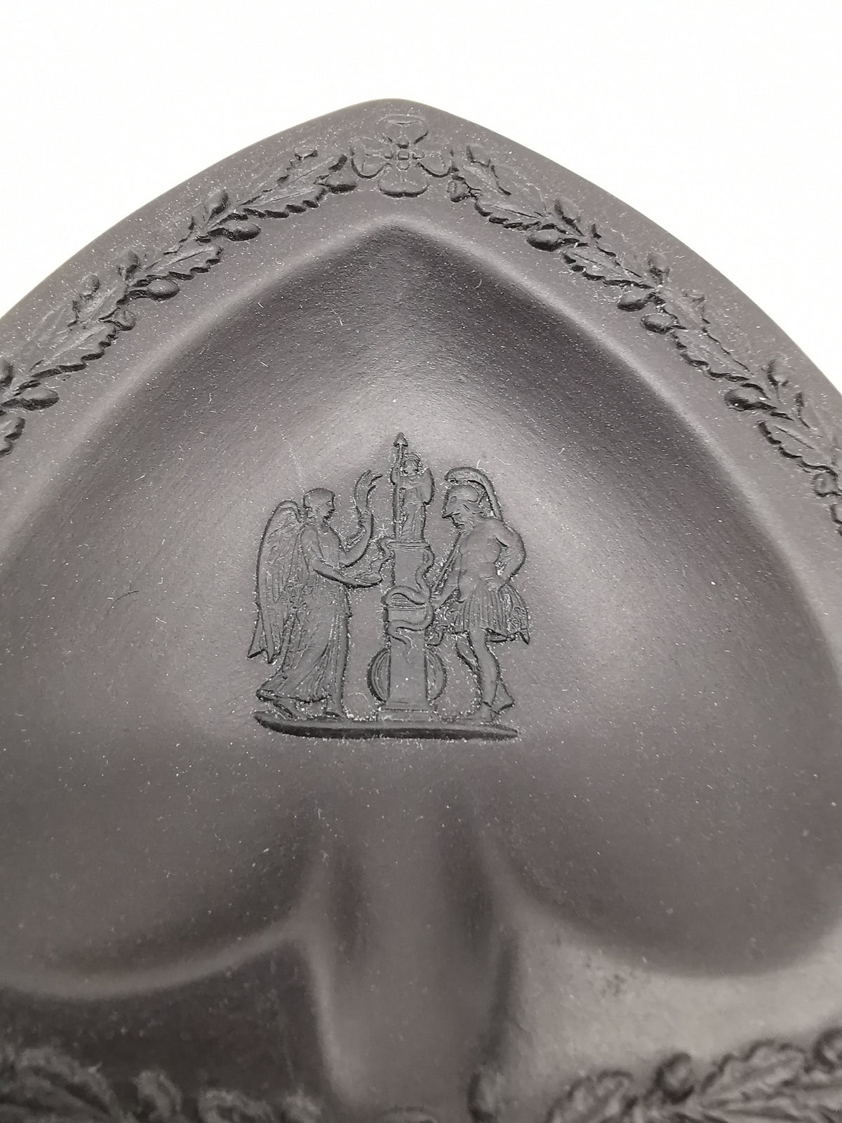 Vintage Wedgwood Black Basalt Spade Pin Dish- Classical Relief