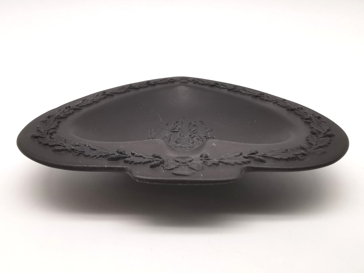 Vintage Wedgwood Black Basalt Spade Pin Dish- Classical Relief